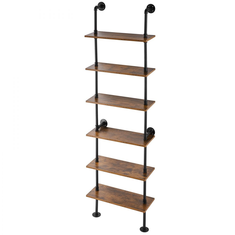 VEVOR Industrial Pipe Shelf 6 Tier 24x9.84in Wall-Mount for Kitchen Bedroom 
