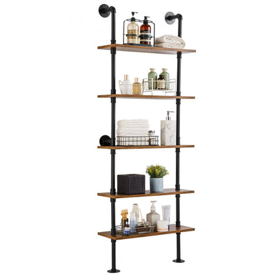 VEVOR Industrial Pipe Shelf 5 Tier 24x9.84in Wall-Mount for Kitchen Bedroom 