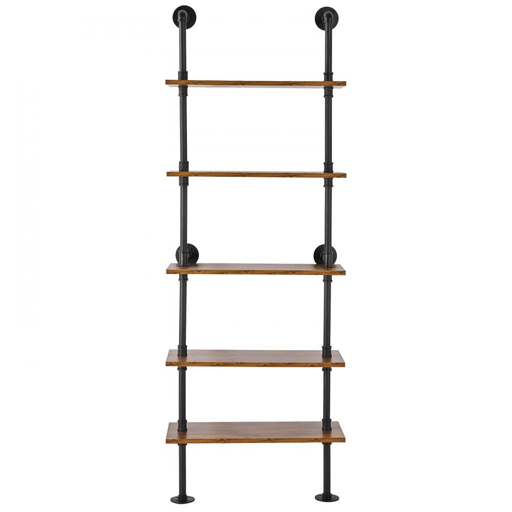 VEVOR Industrial Pipe Shelf 5 Tier 24x9.84in Wall-Mount for Kitchen Bedroom 