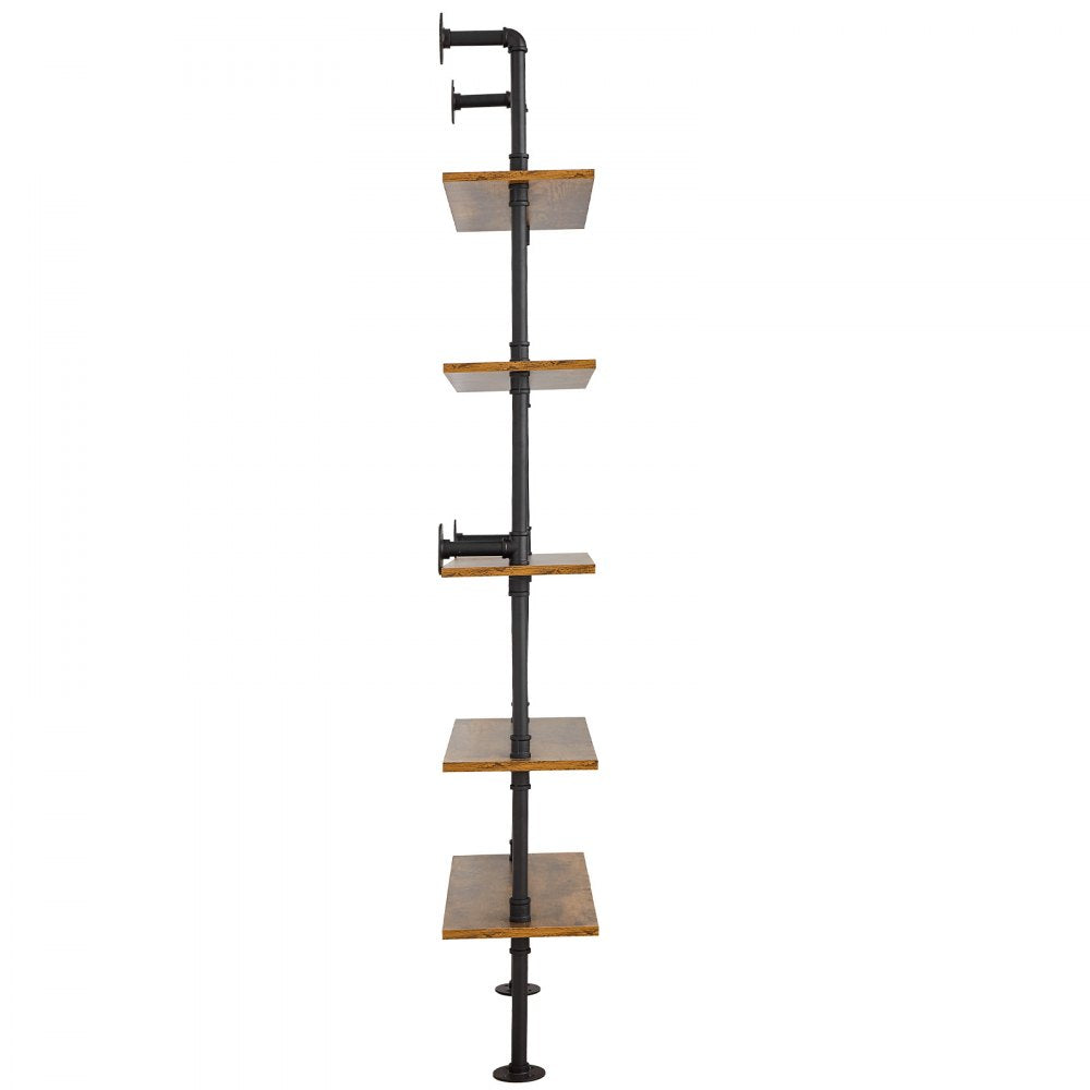 VEVOR Industrial Pipe Shelf 5 Tier 24x9.84in Wall-Mount for Kitchen Bedroom 