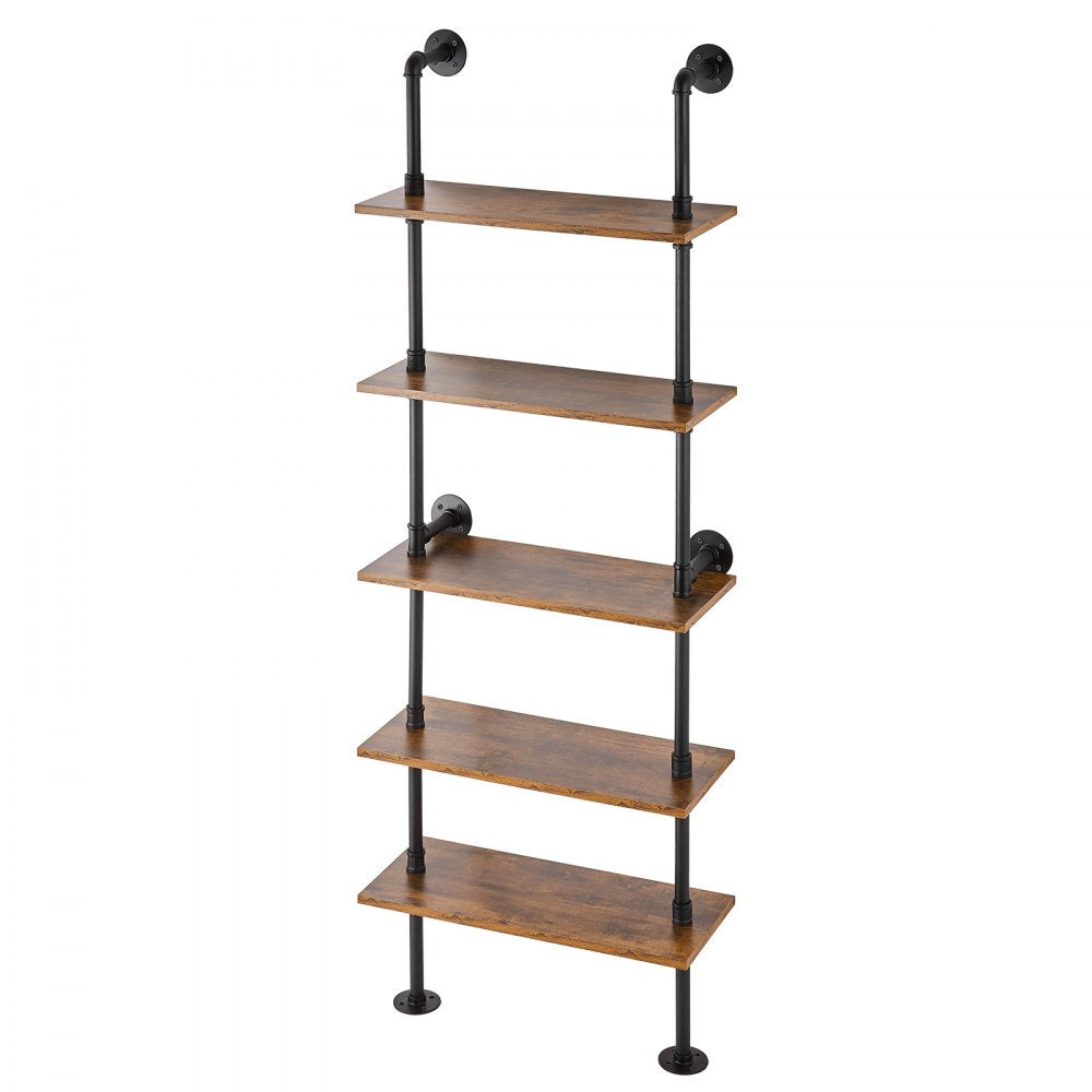 VEVOR Industrial Pipe Shelf 5 Tier 24x9.84in Wall-Mount for Kitchen Bedroom 
