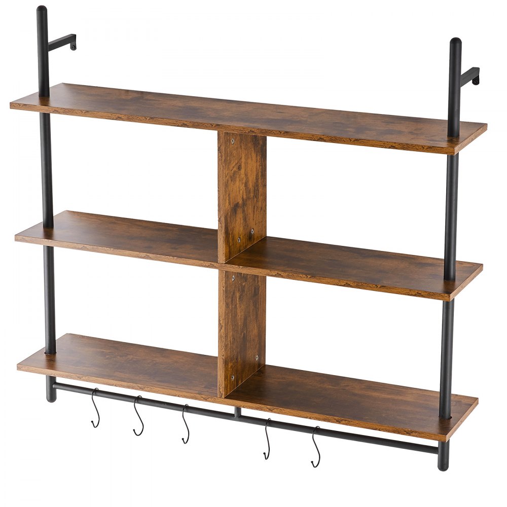 VEVOR Industrial Pipe Shelf 3 Tier 41.5x9.84in Wall-Mount for Kitchen Bedroom 