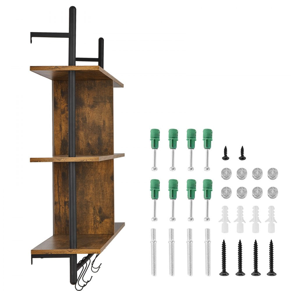 VEVOR Industrial Pipe Shelf 3 Tier 41.5x9.84in Wall-Mount for Kitchen Bedroom 