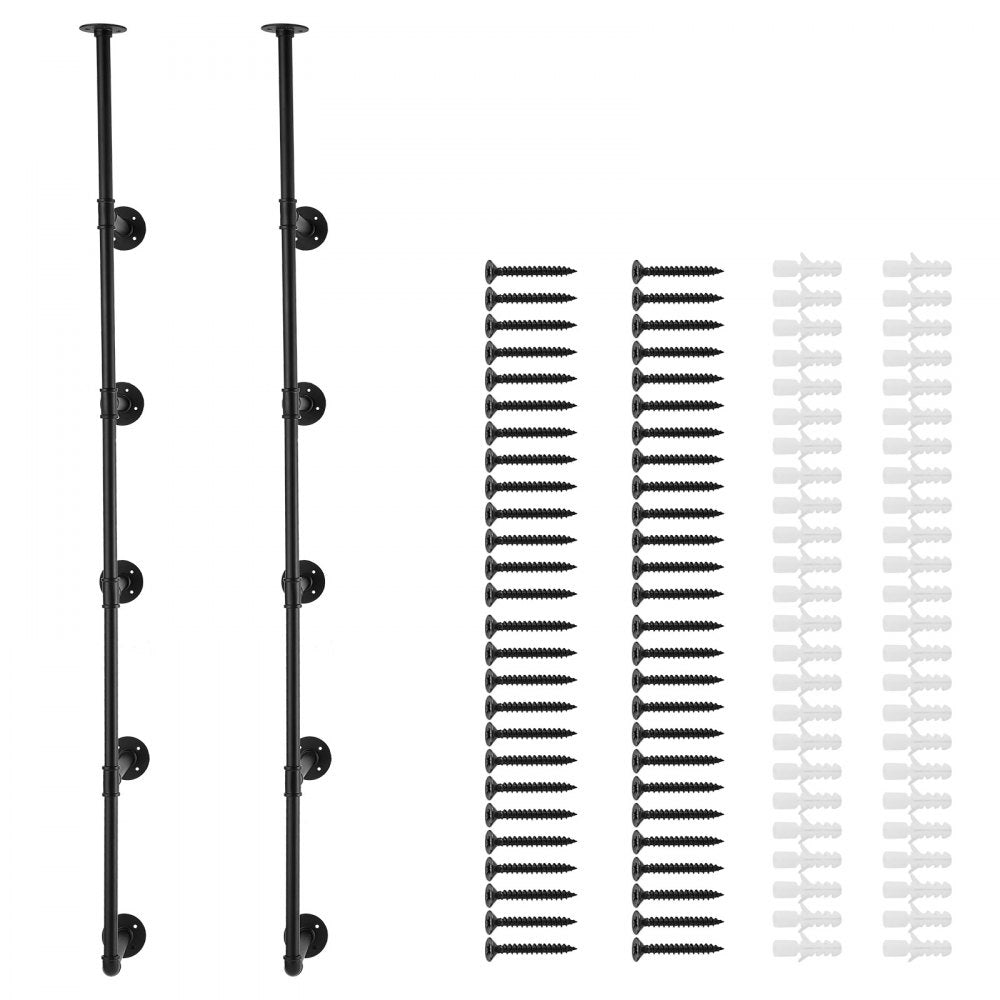 VEVOR Industrial Pipe Shelf 5 Tier 2PCS 11.8in W Wall-Mount Planks NOT Included 