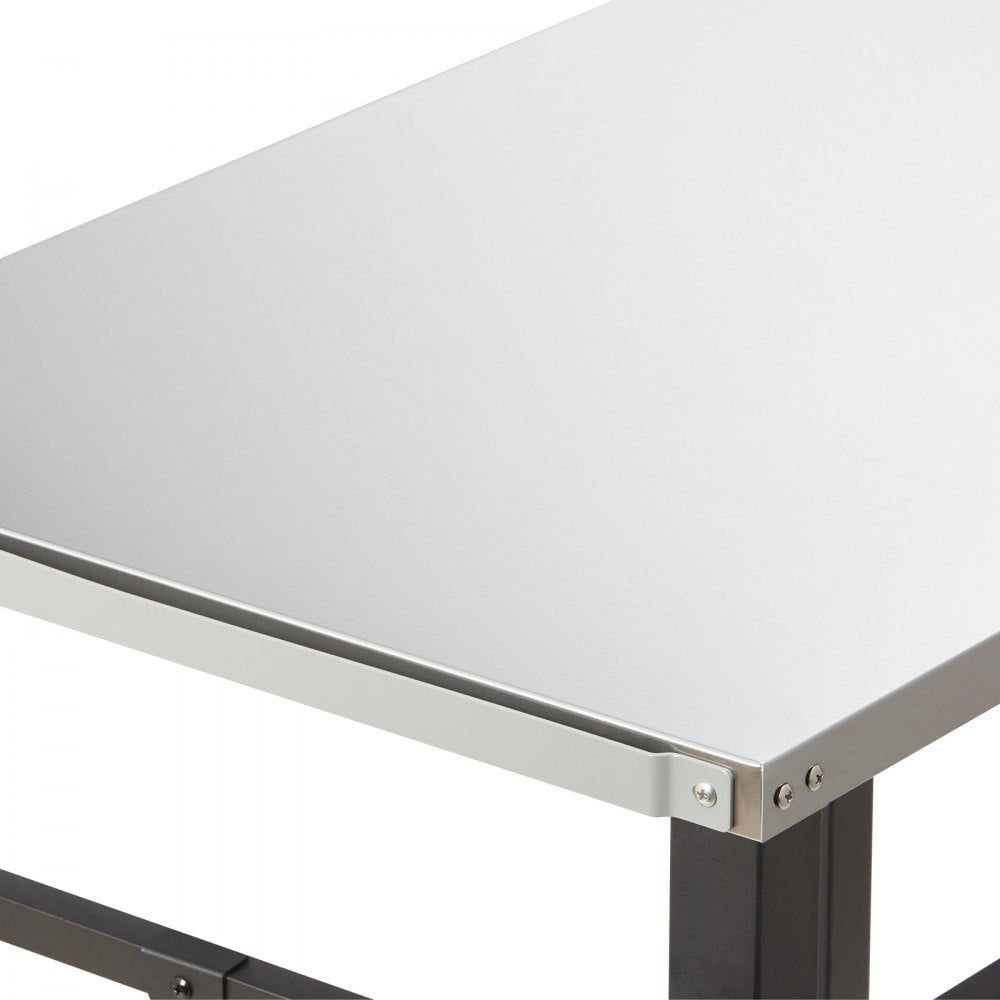 VEVOR Outdoor Grill Dining Cart with Double-Shelf, BBQ Movable Food Prep Table, Multifunctional Stainless Steel Table Top, Portable Modular Carts for Pizza Oven, Worktable with 2 Wheels, Carry Handle 