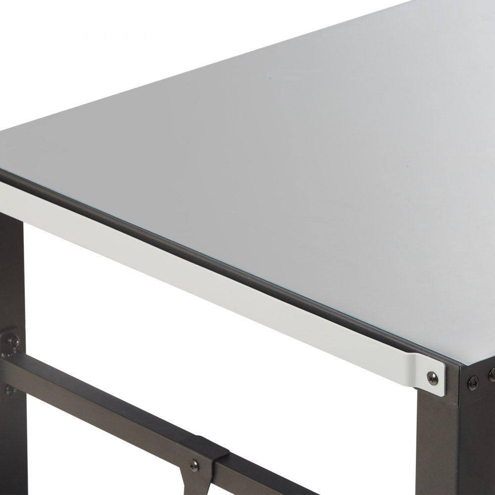 VEVOR Outdoor Grill Dining Cart with Double-Shelf, BBQ Movable Food Prep Table, Multifunctional Iron Table Top, Portable Modular Carts for Pizza Oven, Worktable with 2 Wheels, Carry Handle, Black 