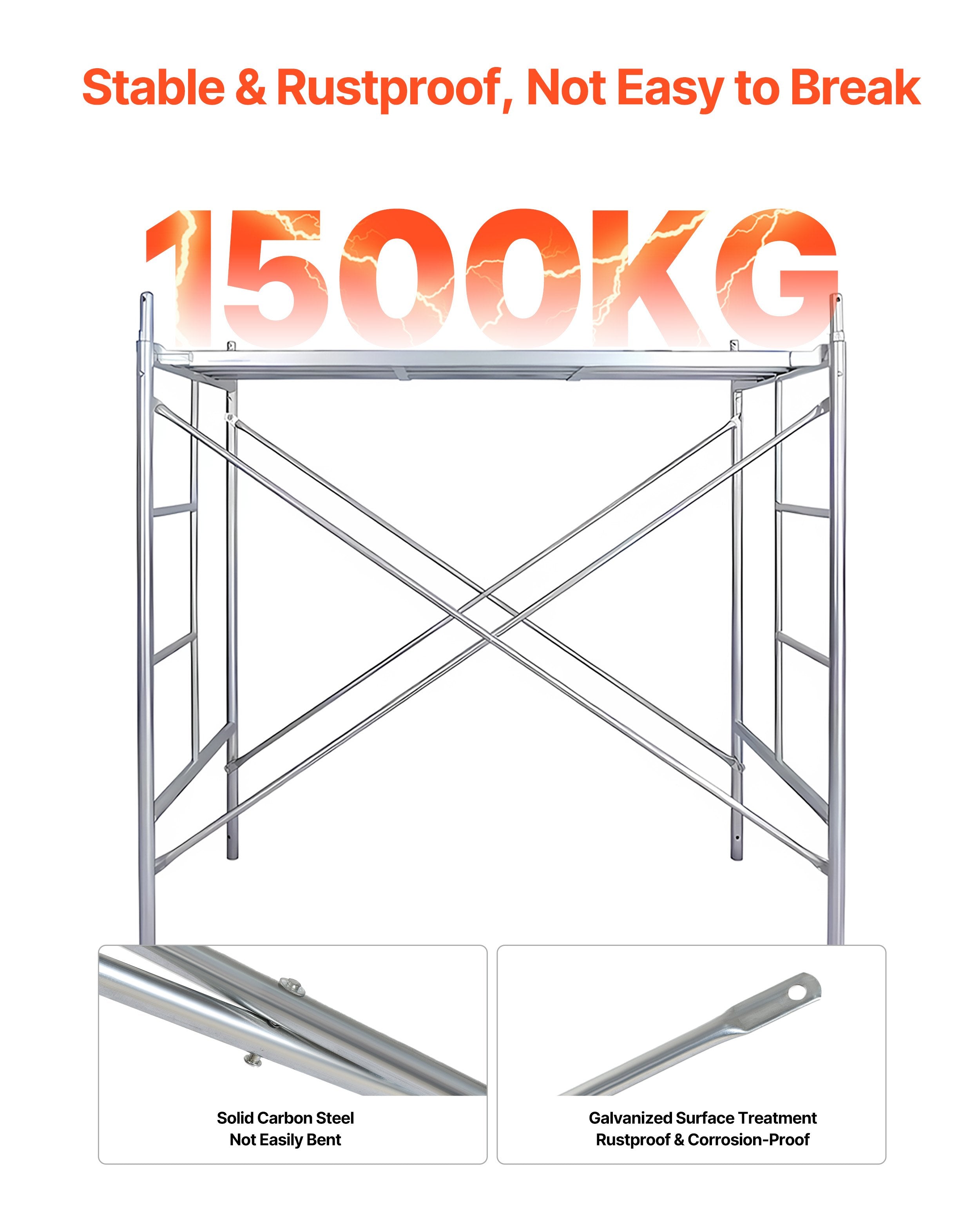 VEVOR Scaffolding Cross Brace 6ft x 4ft 4-Pack Solid Carbon Steel Cross Supports 
