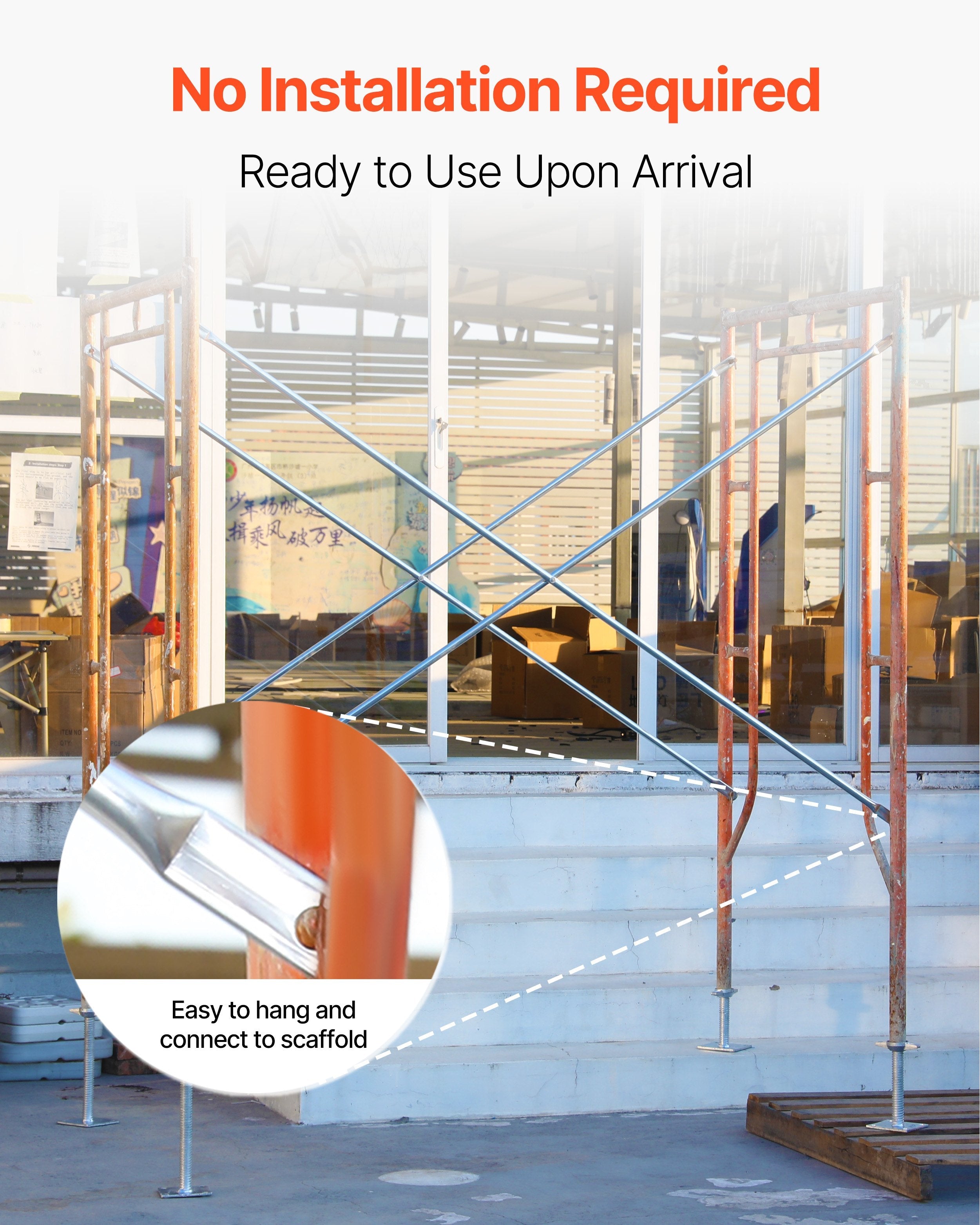 VEVOR Scaffolding Cross Brace 6ft x 4ft 8-Pack Solid Carbon Steel Cross Supports 