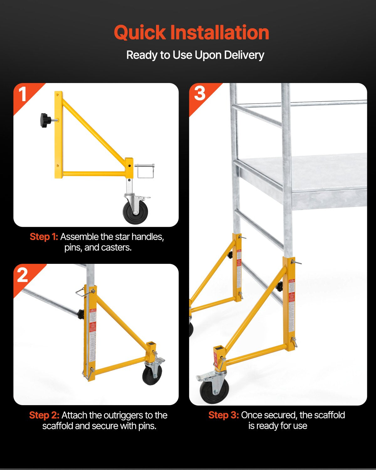 VEVOR Set of Scaffolding Outriggers with Casters for Baker Scaffolding 4 Pack 