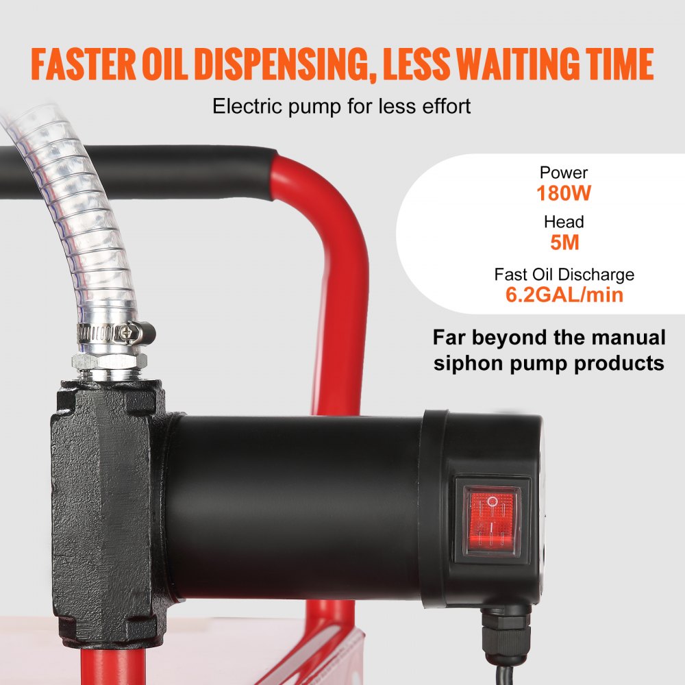 VEVOR 30 Gallon Fuel Caddy, 23.5 L/min, 180W Portable Storage Tank Container with Electric Pump Wheels, Fuel Transfer Storage Tank for Diesel Lubricating Oil Machine Oil Car Mowers Boat Motorcycle 