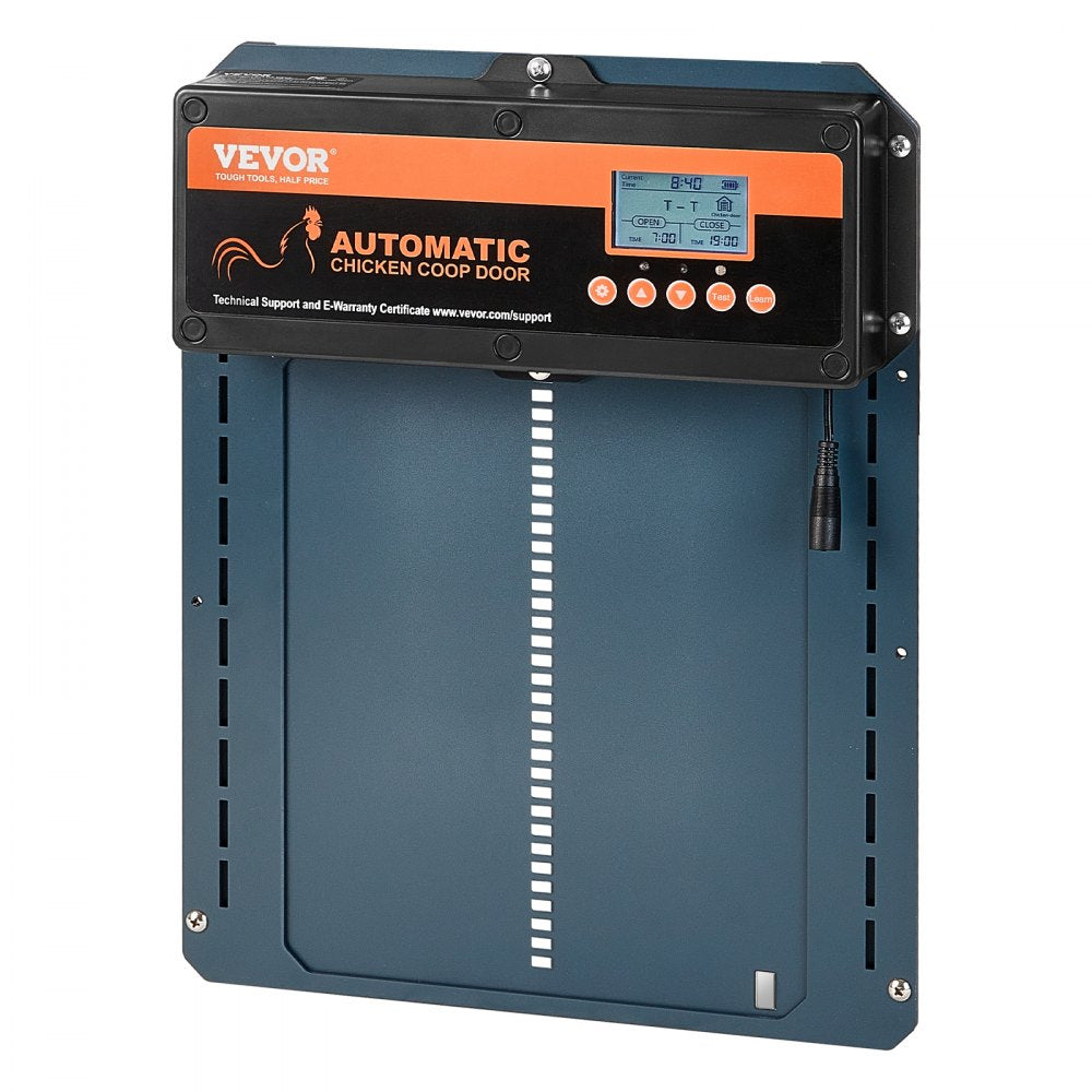 VEVOR Automatic Chicken Coop Door, Auto Chicken Door Opener with Timer & Light Sensor Aluminum Chicken Coops Door with Remote Control and LCD screen, 4 Modes Opening, Battery or DC Powered 