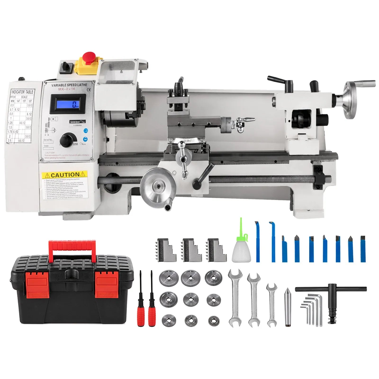 VEVOR Mini Metal Lathe, 8"x14", Mini Lathe Machine 2250 PRM Variable Speed Change, Precision Mini Lathe 650W Metal Working Lathe, Small Metal Lathe, Milling Machine for Various Types of Metal Turnin