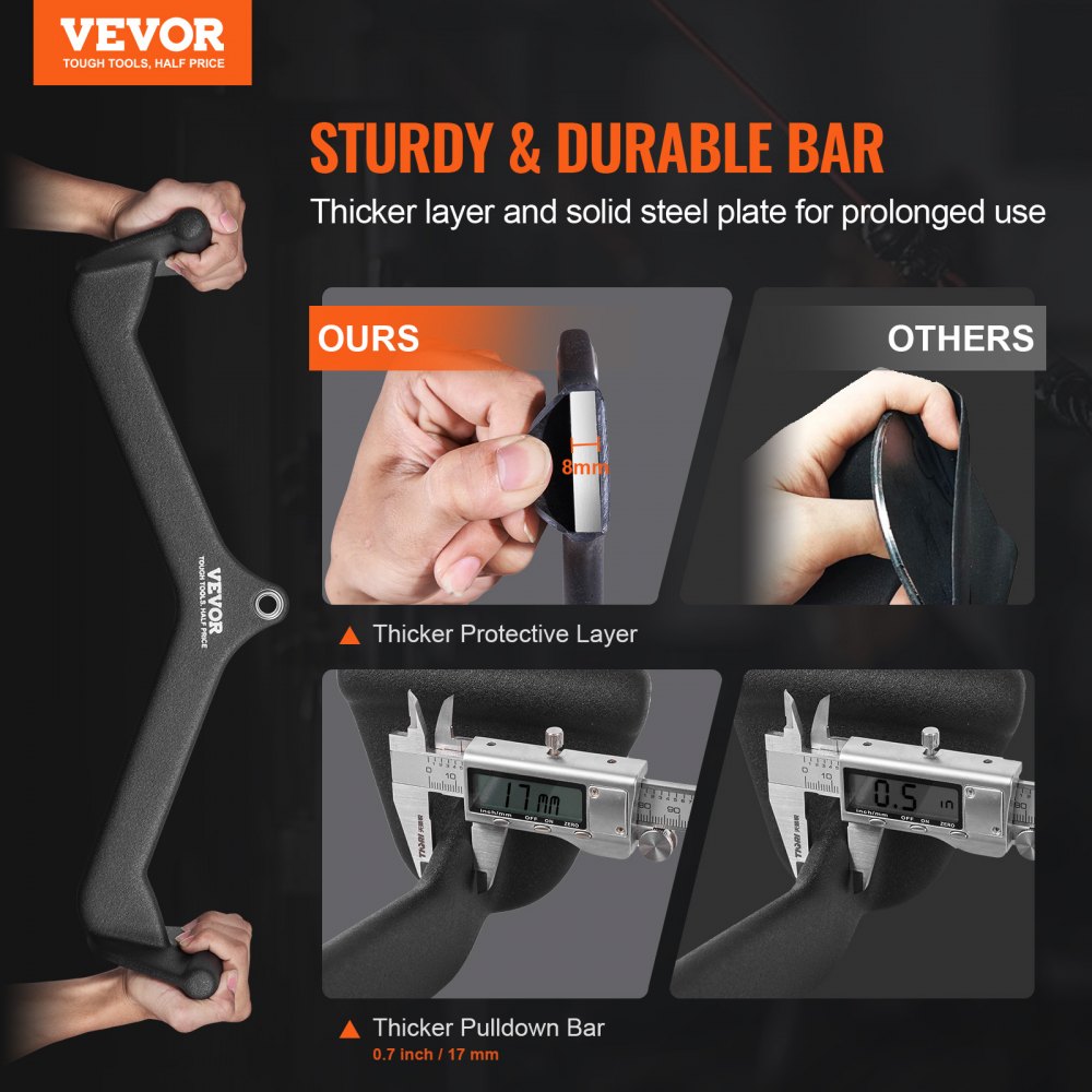VEVOR LAT Pulldown Bar Handle Attachment V-bar T-bar Cable Machine for Home Gym 