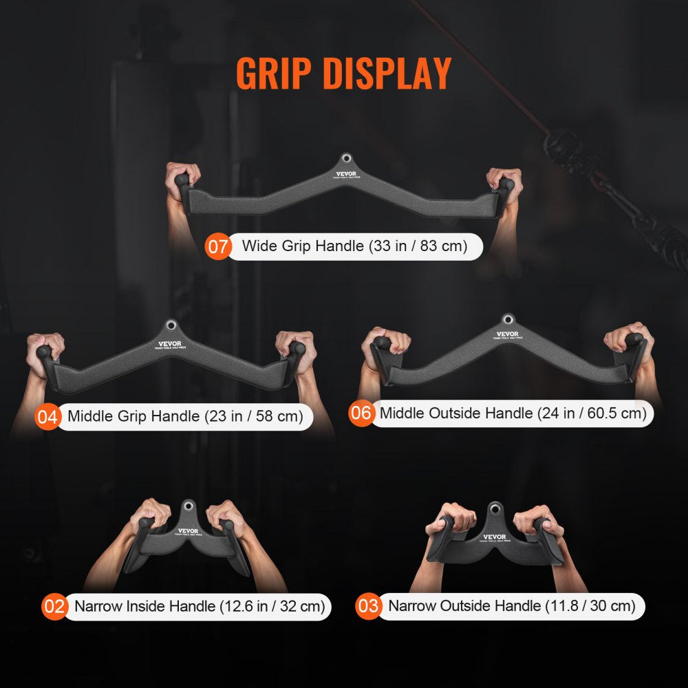 VEVOR LAT Pulldown Bar Handle Attachment V-bar T-bar Cable Machine for Home Gym 
