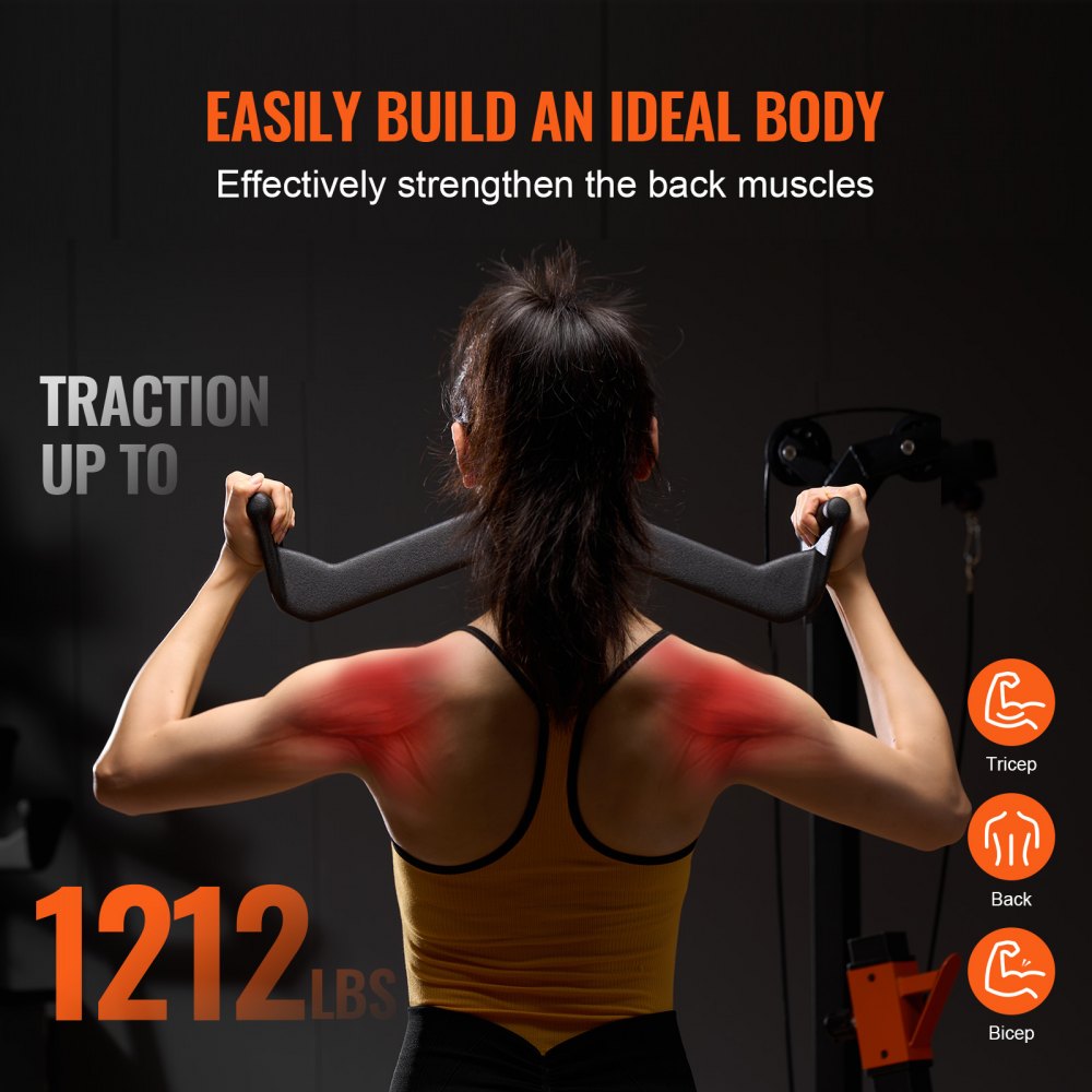 VEVOR LAT Pulldown Bar Handle Attachment V-bar T-bar Cable Machine for Home Gym 