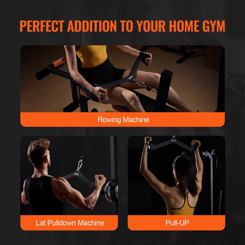 VEVOR LAT Pulldown Bar Handle Attachment V-bar T-bar Cable Machine for Home Gym 