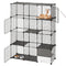 4-Tier DIY Cat Cage, Large Indoor Cat Playpen with Litter Box Space, Metal Wire Enclosure for 1–2 Cats, Black