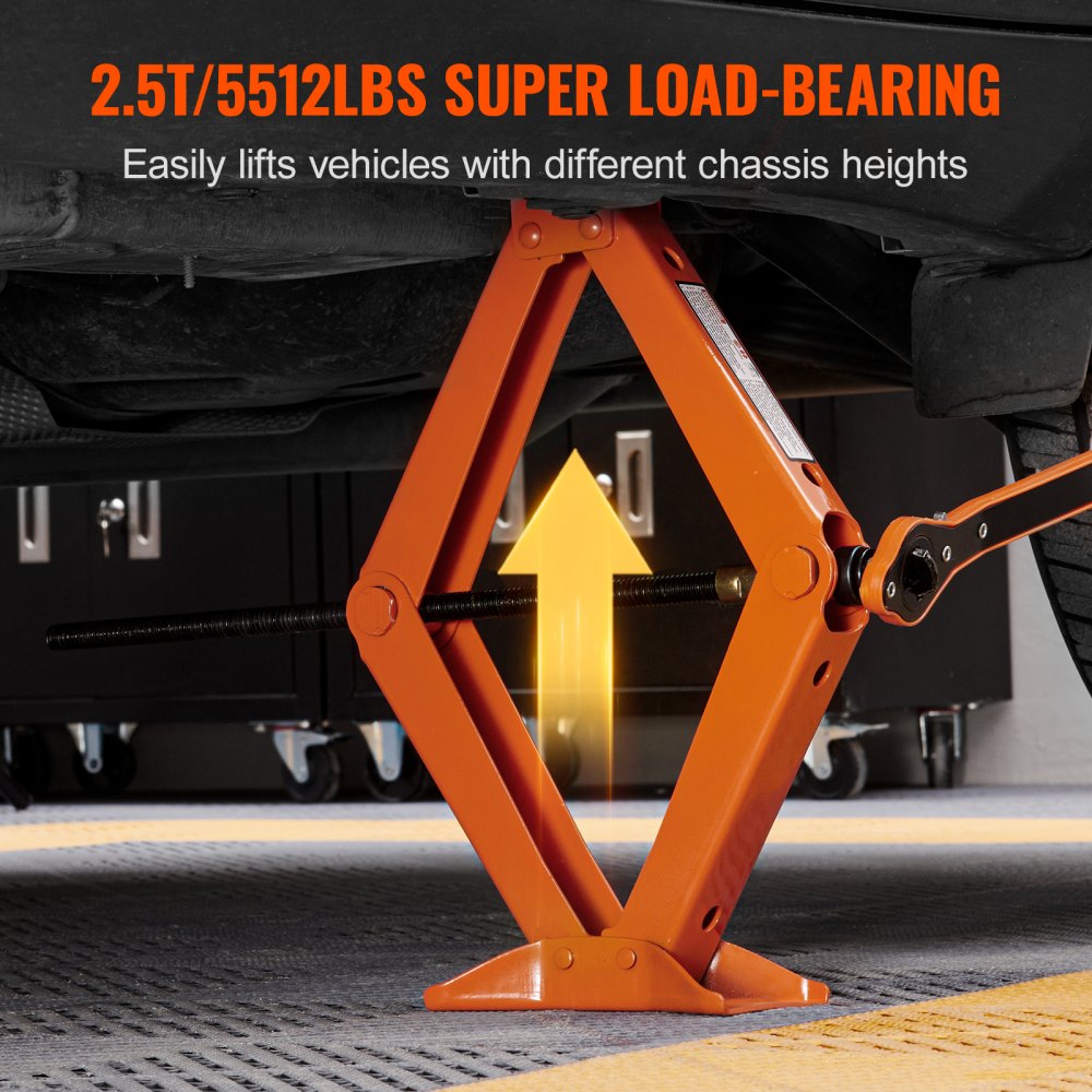 VEVOR Scissor Jack, 2.5 Ton/5512 lbs Scissor Car Jack, 3.7"-17.1" Lifting Range Scissor Lift Jack with Ratcheting Handle and L-Wrench, Portable Tire Jack for Cars Trucks Sedans MPVs 
