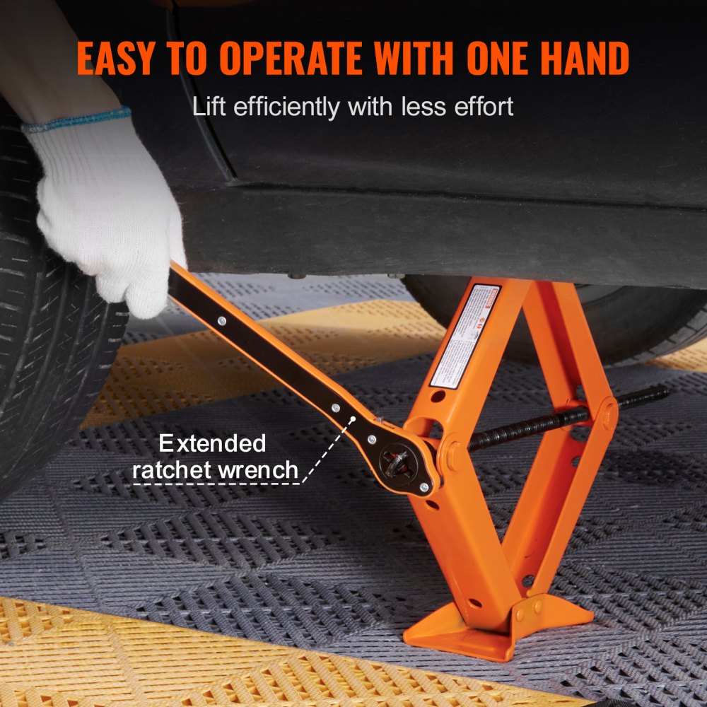 VEVOR Scissor Jack, 2.5 Ton/5512 lbs Scissor Car Jack, 3.7"-17.1" Lifting Range Scissor Lift Jack with Ratcheting Handle and L-Wrench, Portable Tire Jack for Cars Trucks Sedans MPVs 