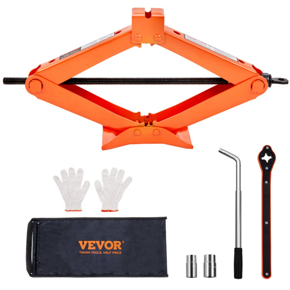 VEVOR Scissor Jack, 2.5 Ton/5512 lbs Scissor Car Jack, 3.7"-17.1" Lifting Range Scissor Lift Jack with Ratcheting Handle and L-Wrench, Portable Tire Jack for Cars Trucks Sedans MPVs 