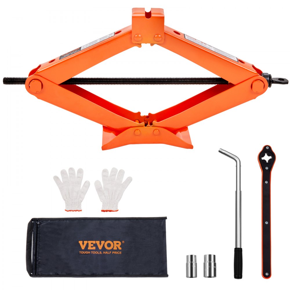 VEVOR Scissor Jack, 2.5 Ton/5512 lbs Scissor Car Jack, 3.7"-17.1" Lifting Range Scissor Lift Jack with Ratcheting Handle and L-Wrench, Portable Tire Jack for Cars Trucks Sedans MPVs 