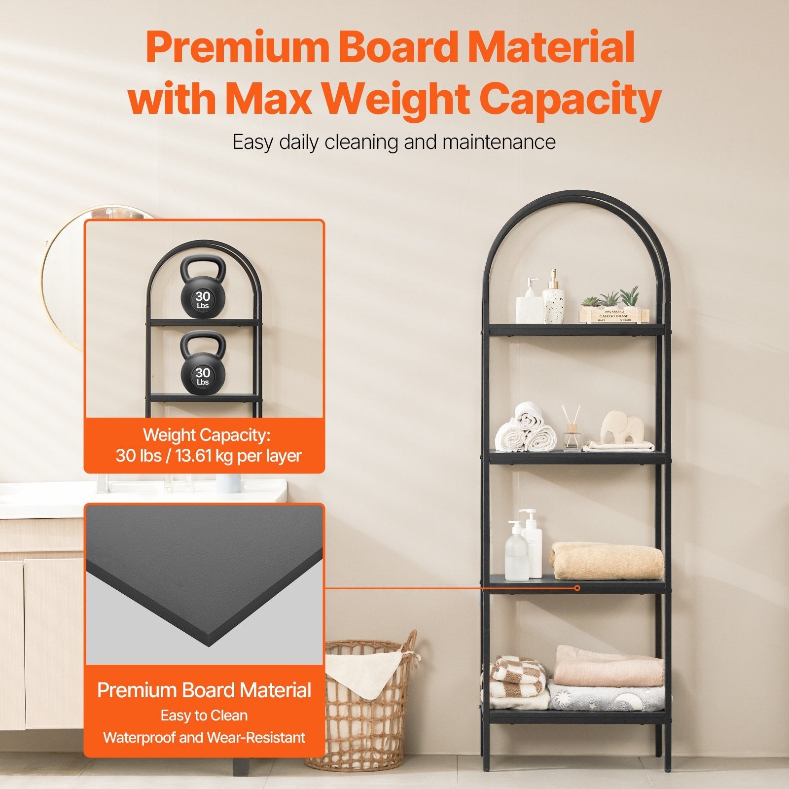 VEVOR Metal Bookshelf Rustic Bookshelf 4-Tier for Living room Bedroom & Office 