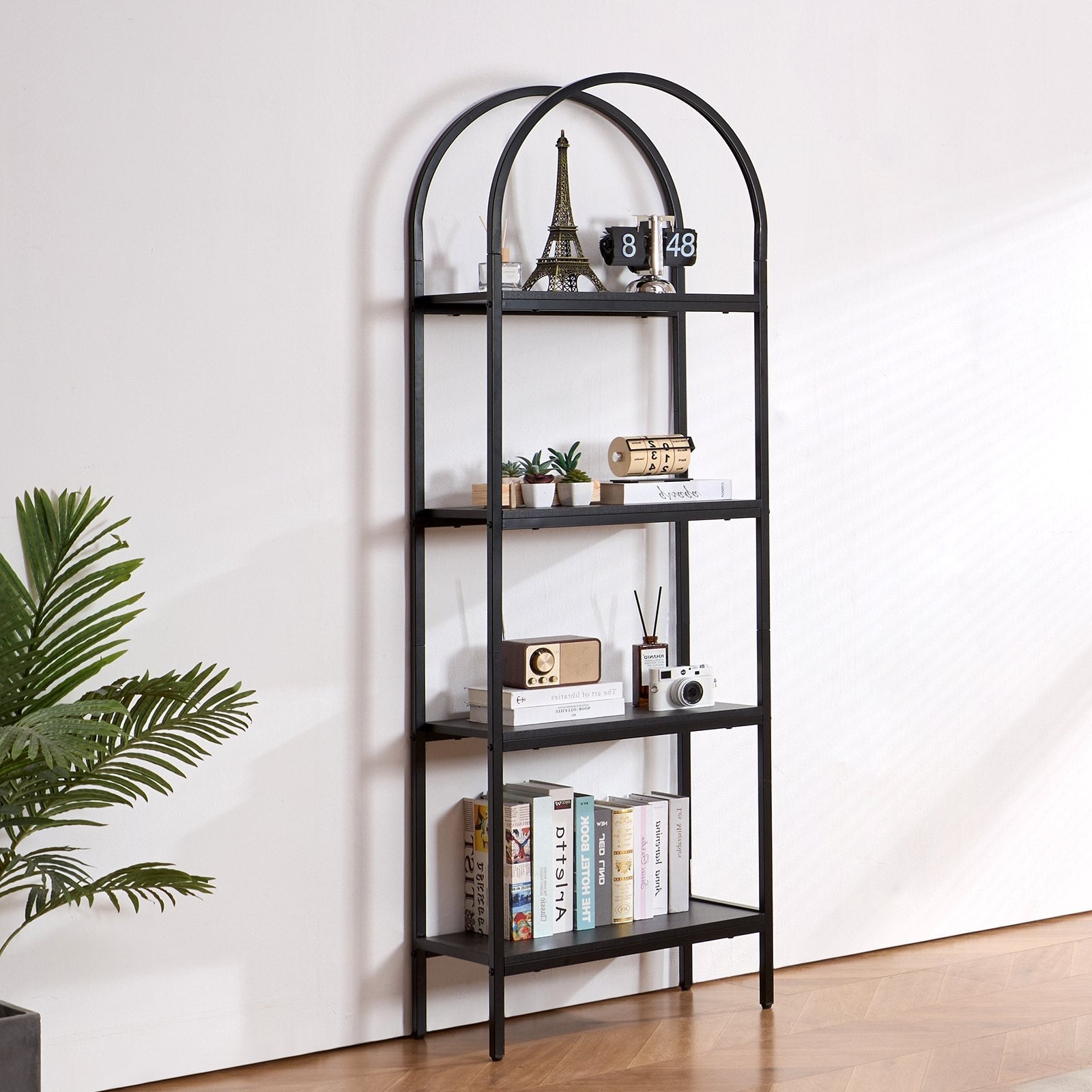 VEVOR Metal Bookshelf Rustic Bookshelf 4-Tier for Living room Bedroom & Office 