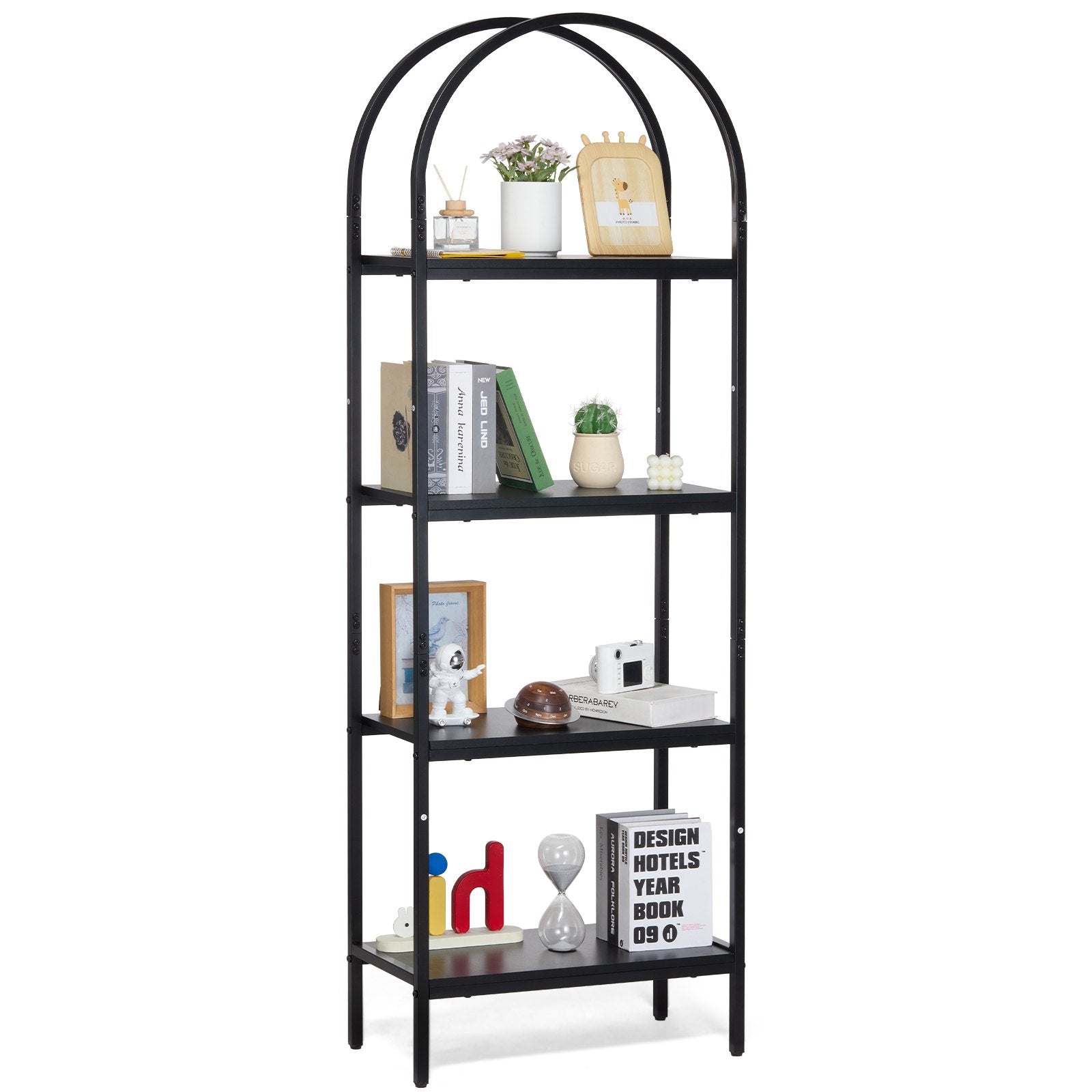 VEVOR Metal Bookshelf Rustic Bookshelf 4-Tier for Living room Bedroom & Office 
