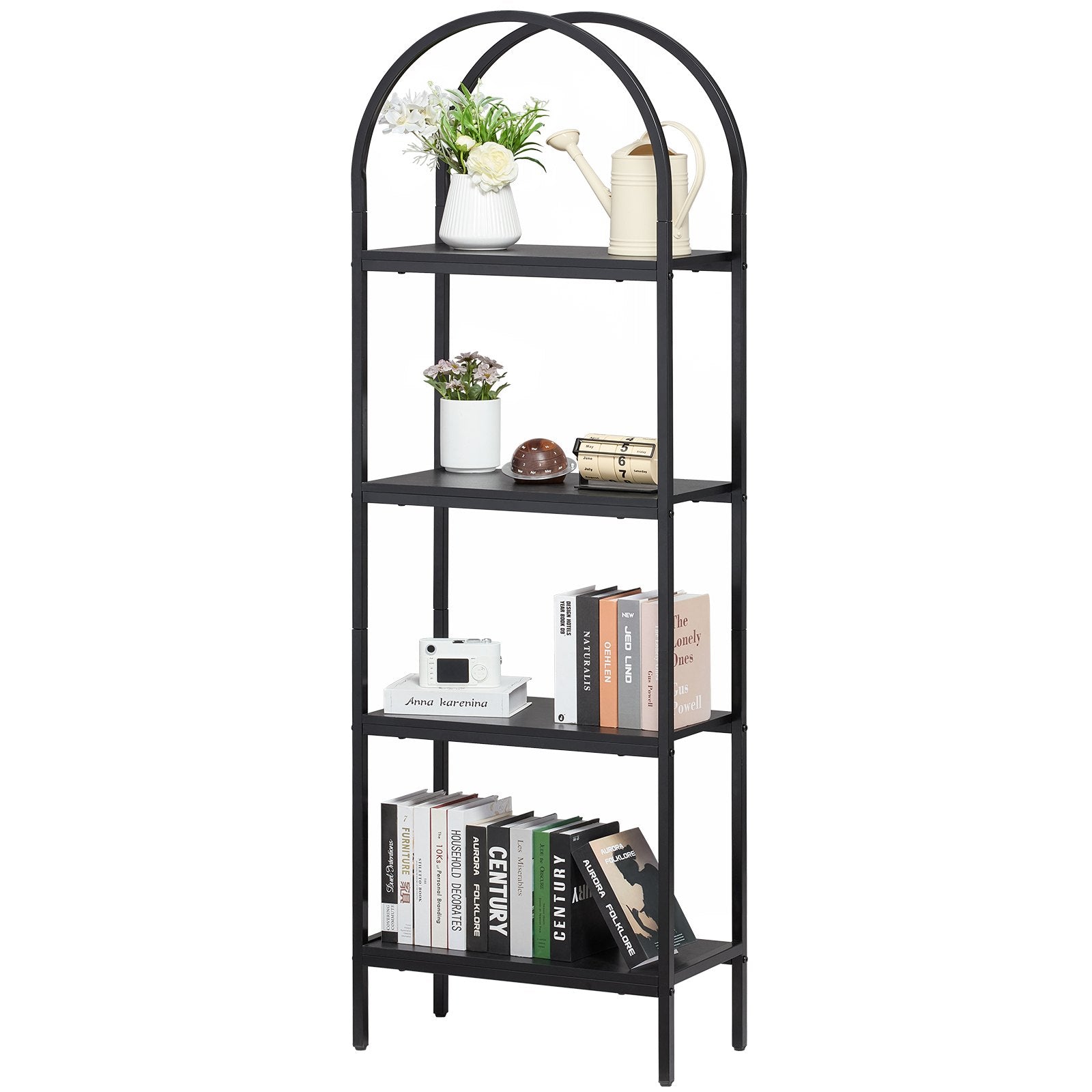 VEVOR Metal Bookshelf Rustic Bookshelf 4-Tier for Living room Bedroom & Office 