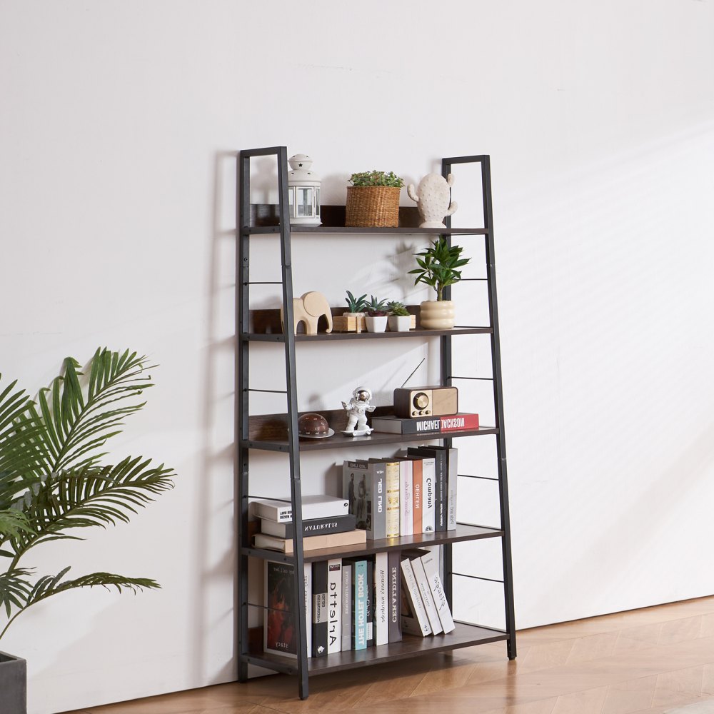 VEVOR Metal Bookshelf Rustic Bookcase 5-Tier for Living room Bedroom & Office 