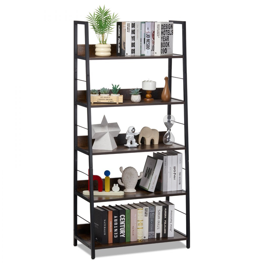 VEVOR Metal Bookshelf Rustic Bookcase 5-Tier for Living room Bedroom & Office 
