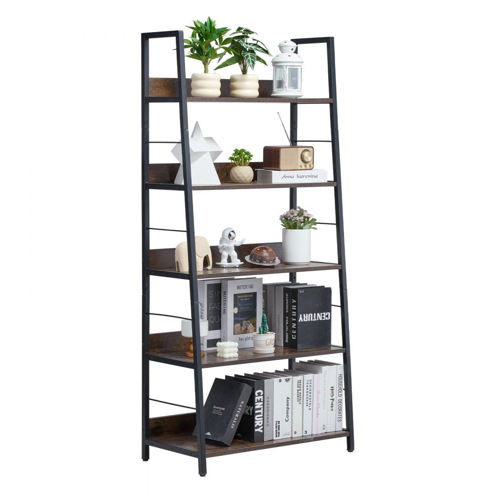 VEVOR Metal Bookshelf Rustic Bookcase 5-Tier for Living room Bedroom & Office 
