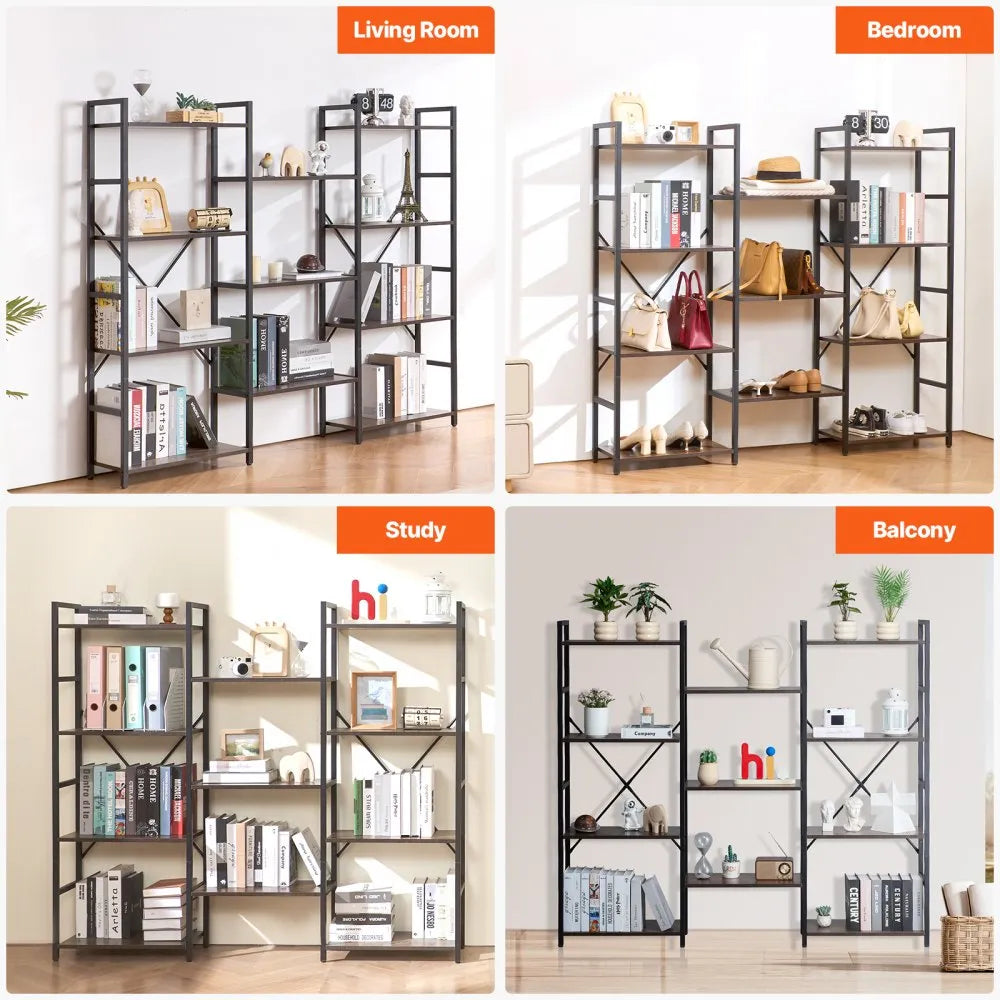 VEVOR Metal Bookshelf Rustic Bookshelf 11-Tier for Living room Bedroom & Office