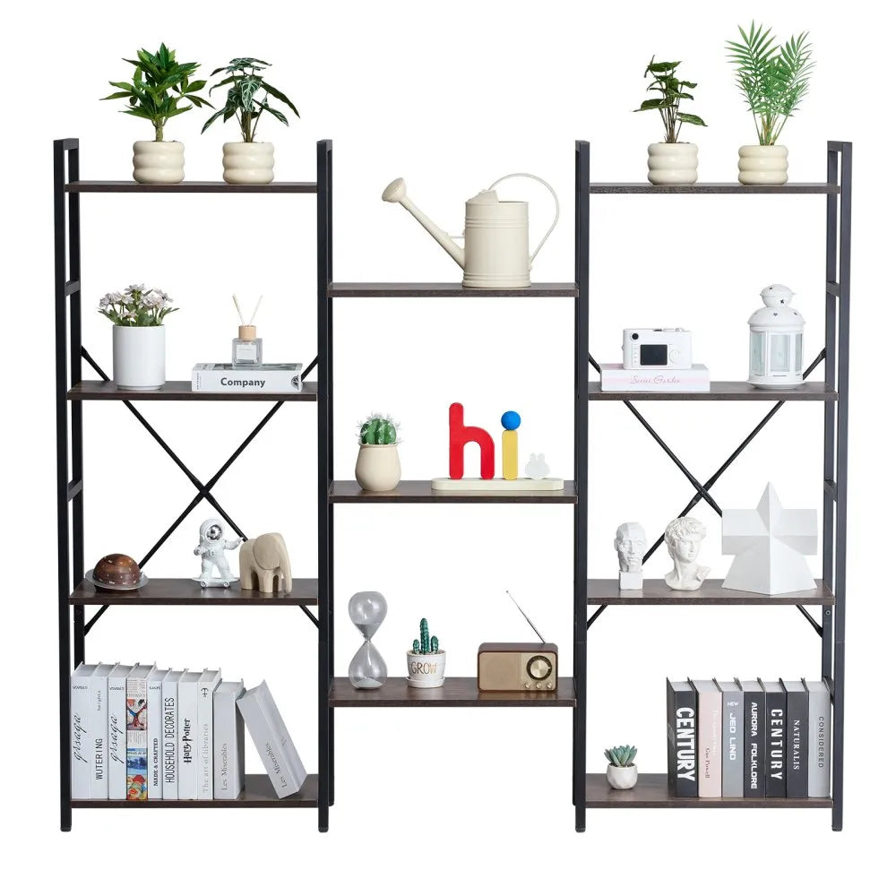 VEVOR Metal Bookshelf Rustic Bookshelf 11-Tier for Living room Bedroom & Office