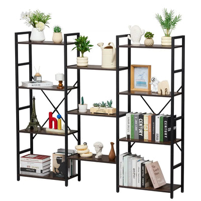 VEVOR Metal Bookshelf Rustic Bookshelf 11-Tier for Living room Bedroom & Office