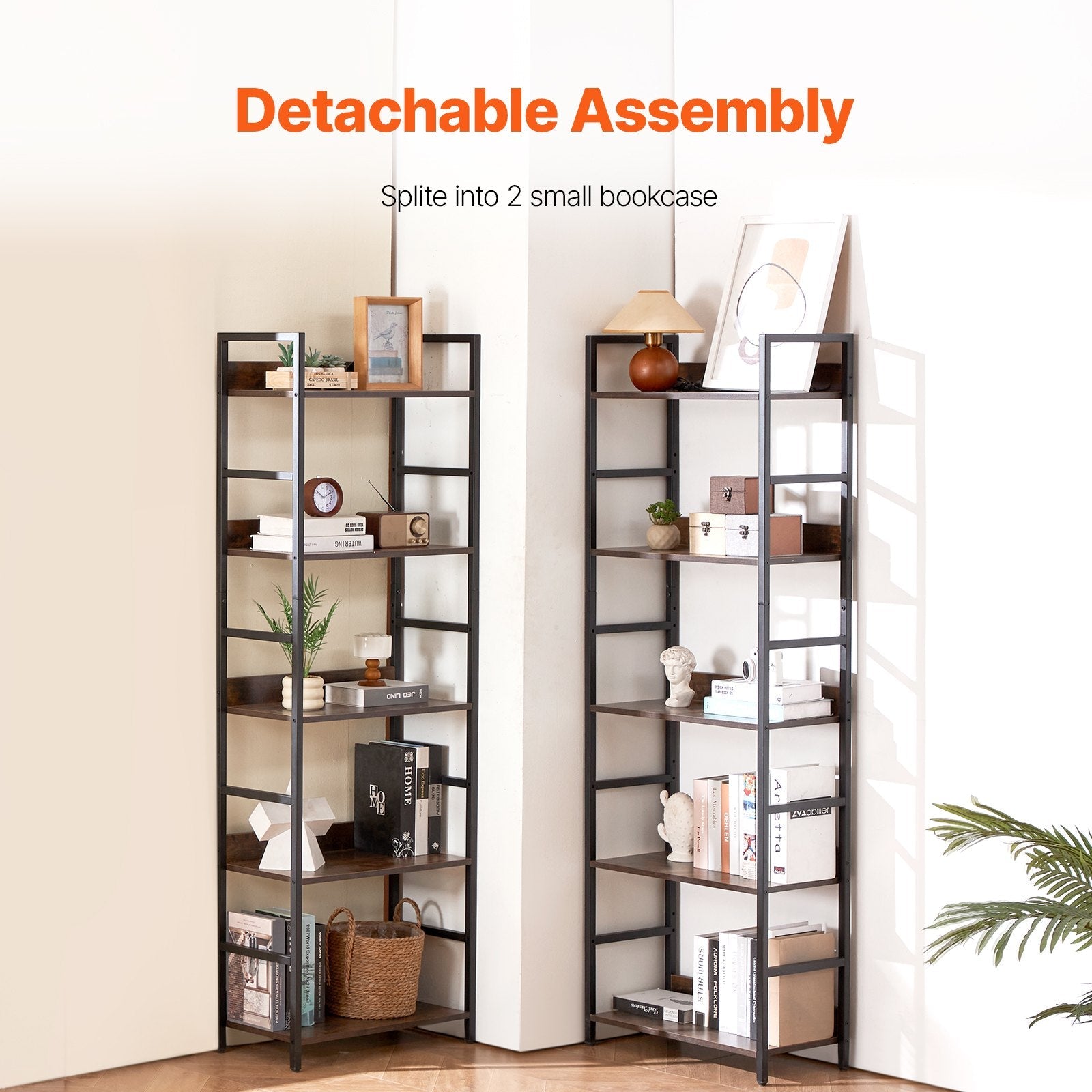 VEVOR Metal Bookshelf Rustic Bookshelf 14-Tier for Living room Bedroom & Office 