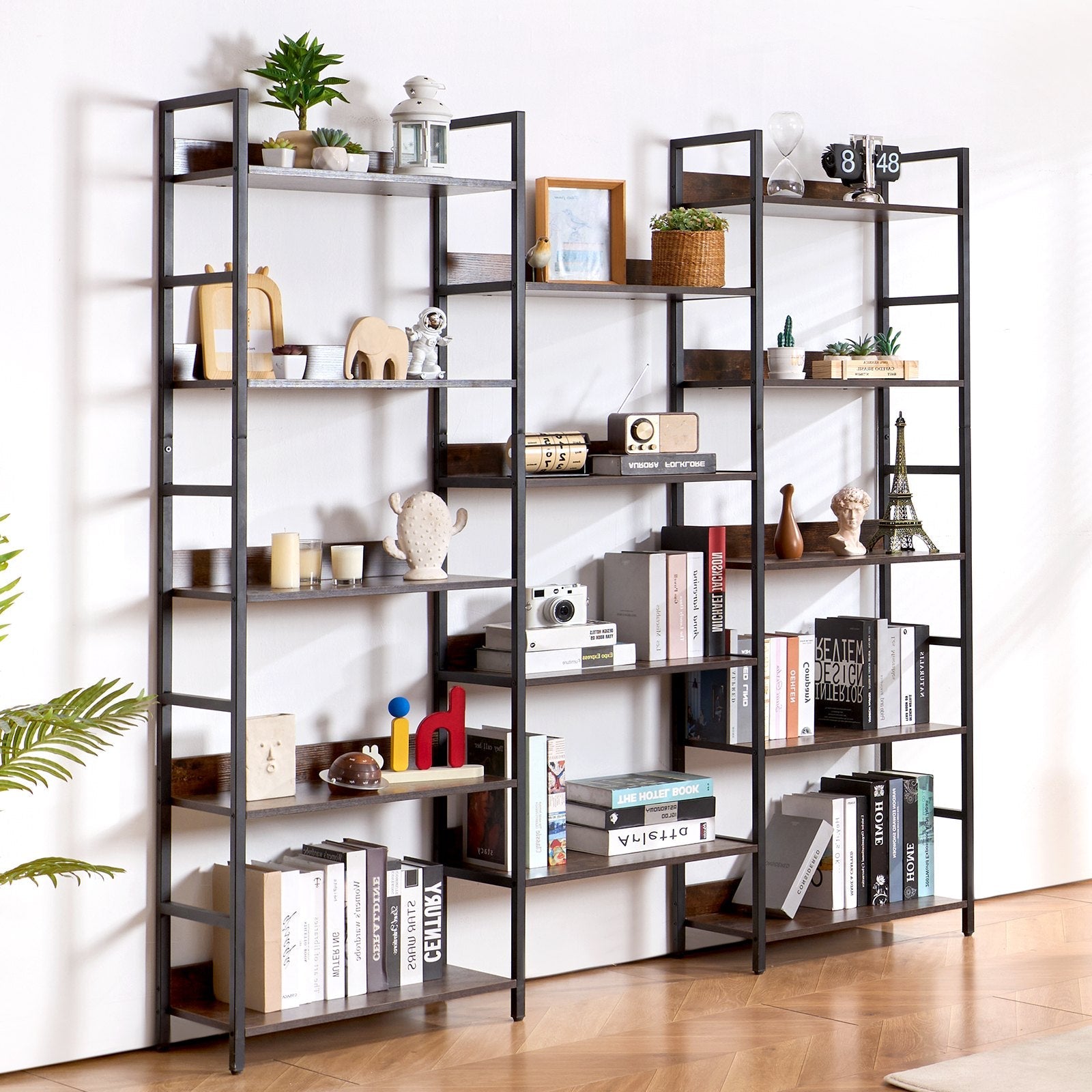 VEVOR Metal Bookshelf Rustic Bookshelf 14-Tier for Living room Bedroom & Office 