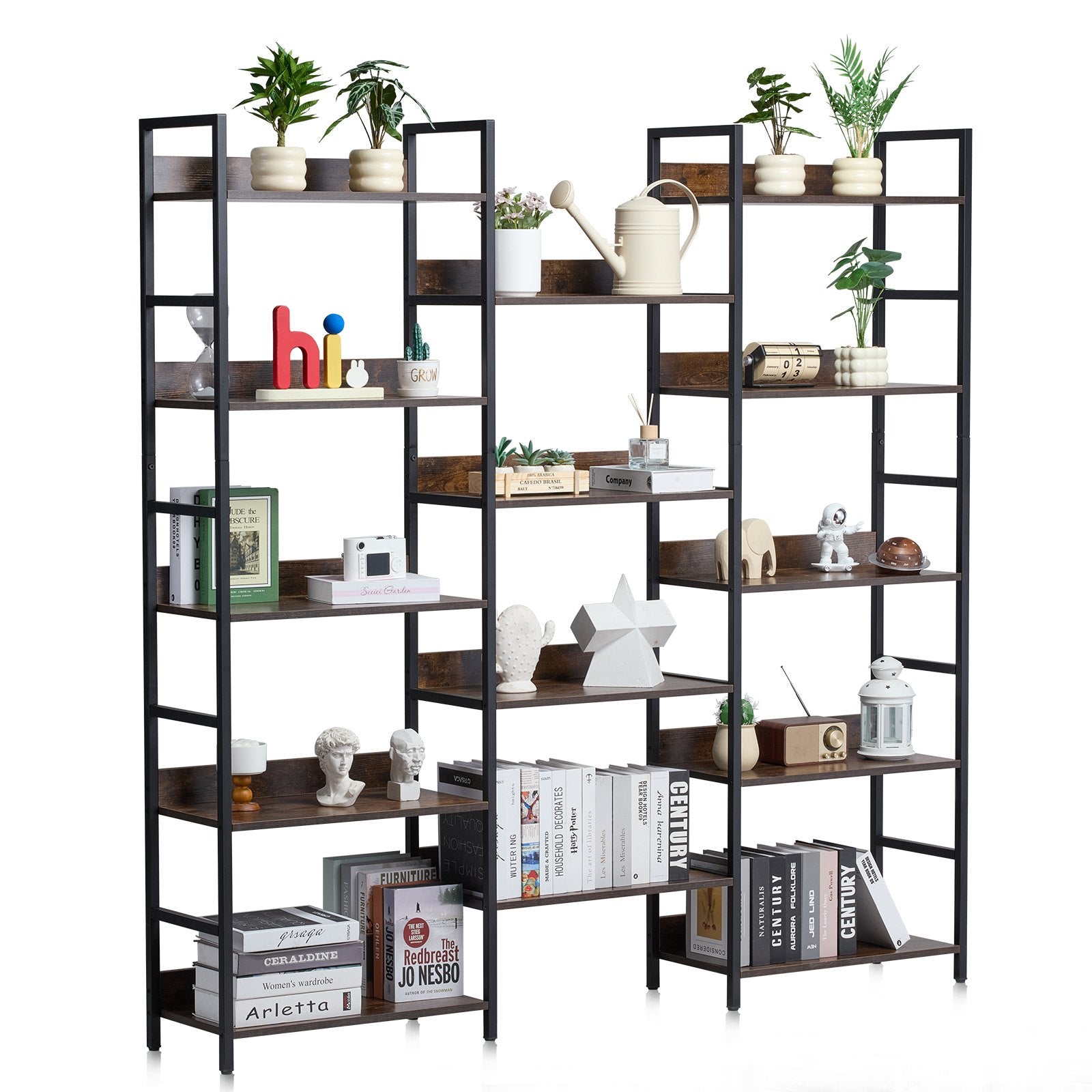 VEVOR Metal Bookshelf Rustic Bookshelf 14-Tier for Living room Bedroom & Office 
