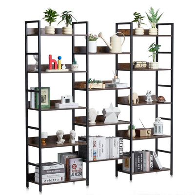 VEVOR Metal Bookshelf Rustic Bookshelf 14-Tier for Living room Bedroom & Office 