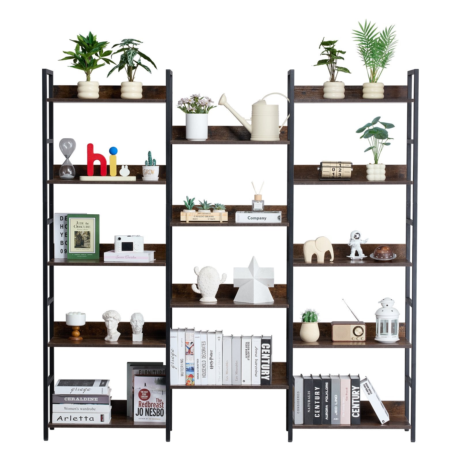 VEVOR Metal Bookshelf Rustic Bookshelf 14-Tier for Living room Bedroom & Office 