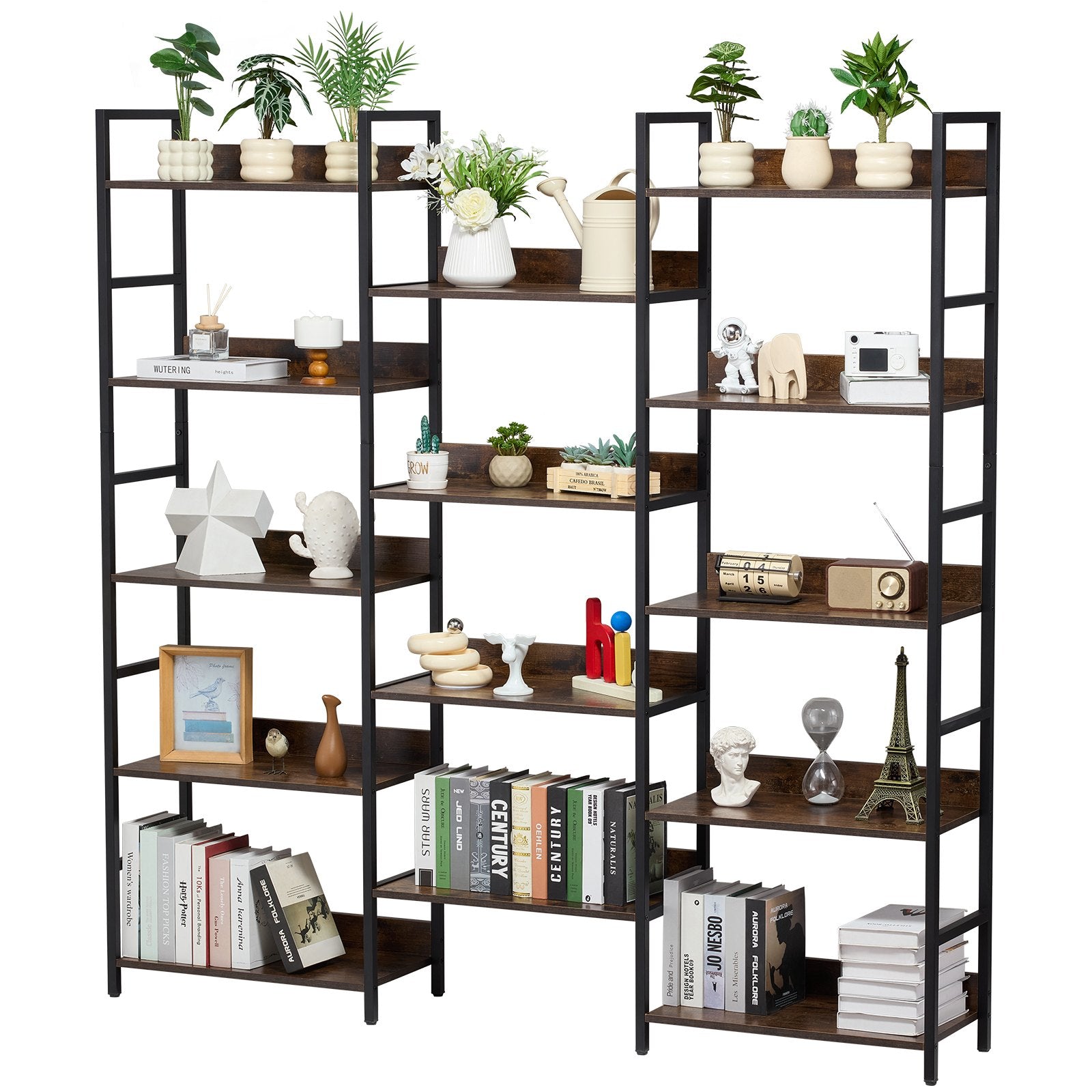 VEVOR Metal Bookshelf Rustic Bookshelf 14-Tier for Living room Bedroom & Office 
