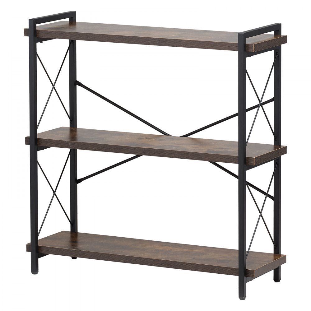 VEVOR Metal Bookshelf Rustic Bookshelf 3-Tier for Living room Bedroom & Office 