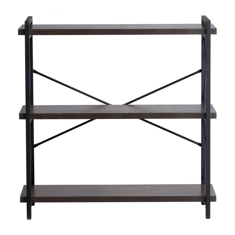 VEVOR Metal Bookshelf Rustic Bookshelf 3-Tier for Living room Bedroom & Office 