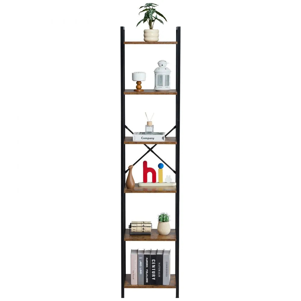 VEVOR Metal Bookshelf Rustic Bookshelf 6-Tier for Living room Bedroom & Office