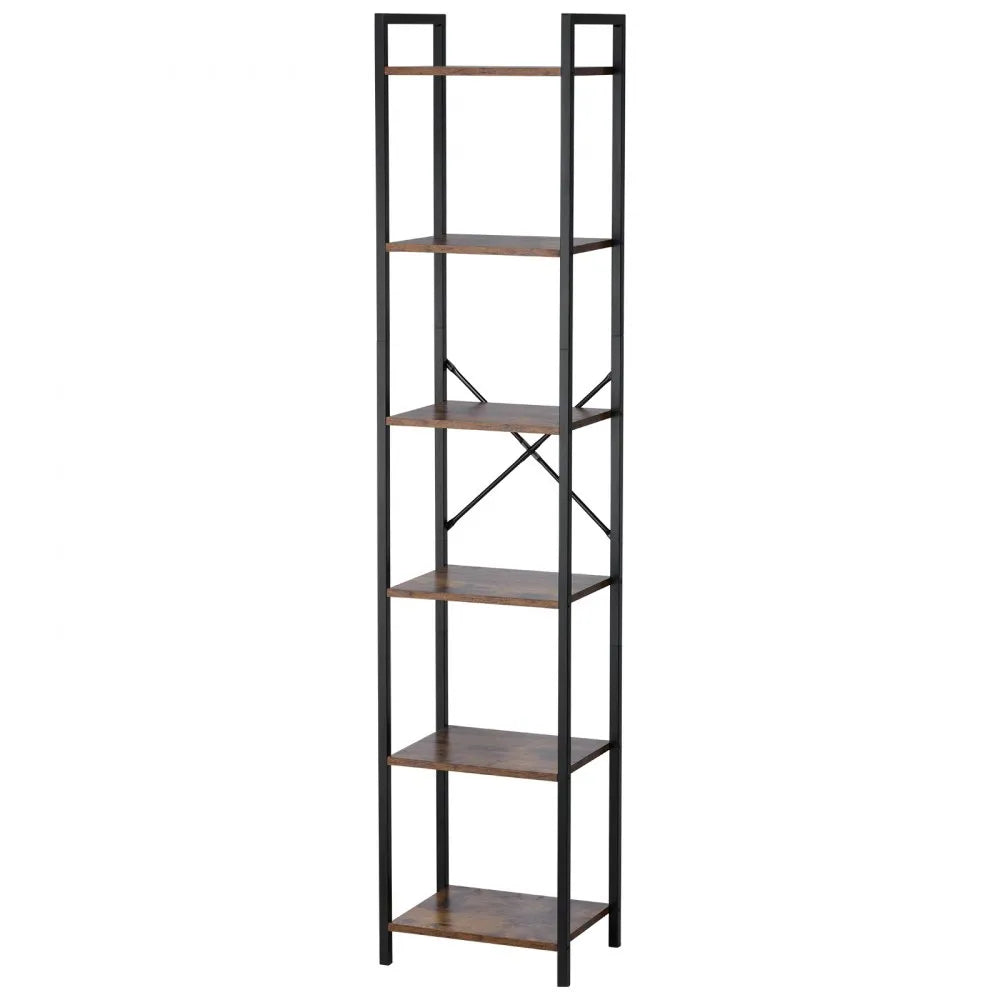 VEVOR Metal Bookshelf Rustic Bookshelf 6-Tier for Living room Bedroom & Office