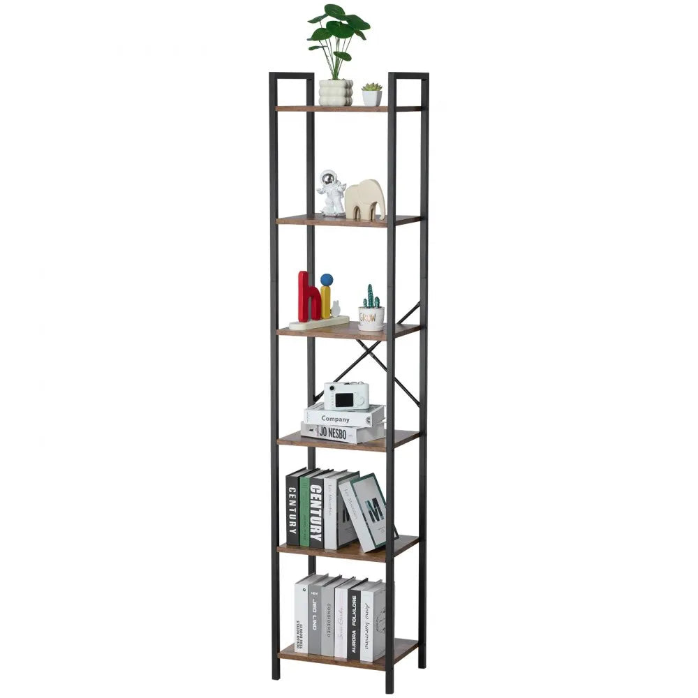 VEVOR Metal Bookshelf Rustic Bookshelf 6-Tier for Living room Bedroom & Office