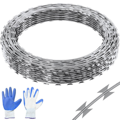 VEVOR Razor Wires, 246 ft Razor Barbed Wire, 5 Rolls Razor Wire Fencing Razor Fence, Razor Ribbon Barbed Wire Galvanized Razor Wire Fence, Rolls Razor for Garden 