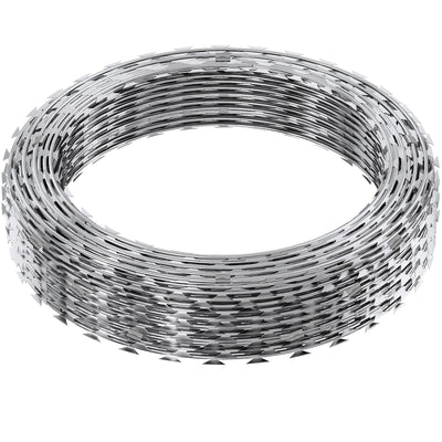 VEVOR Razor Wires, 98 ft Razor Barbed Wire, 2 Rolls Razor Wire Fencing Razor Fence, Double Spiral Razor Ribbon Barbed Wire Galvanized Razor Wire Fence, Rolls Razor for Garden 