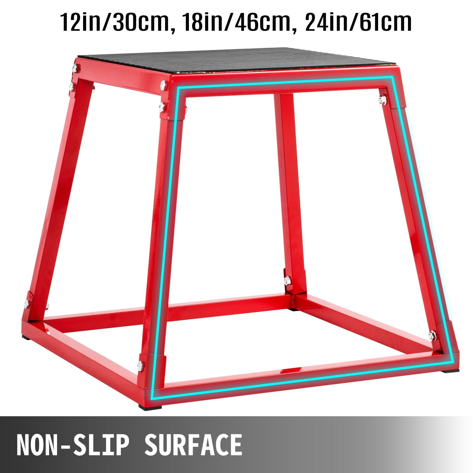 VEVOR Plyometric Platform Box Fitness Exercise Jump Box Step Plyometric Box Jump for Exercise Fit Training (12/18/24/Red) (12&18&24 inch) 