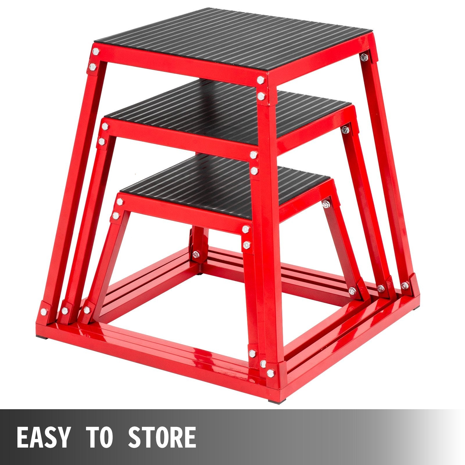 VEVOR Plyometric Platform Box Fitness Exercise Jump Box Step Plyometric Box Jump for Exercise Fit Training (12/18/24/Red) (12&18&24 inch) 